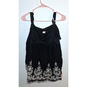 Unbranded Black/white Embroidered V-neck Tank Top Sz 5XL